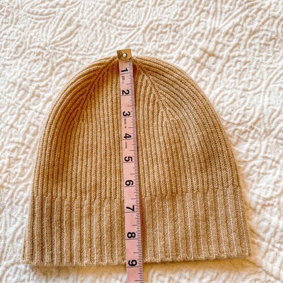 Nordstrom Recycled Cashmere Blend Ribbed Knit Beanie Hat Tan Beige - Picture 5 of 5